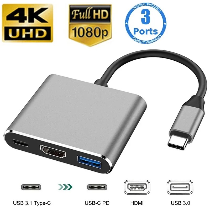 USB C HUB 3in1 Type C 3.0 to H - Hdmi Adapter Tablet บทวิจารณ์และราคา