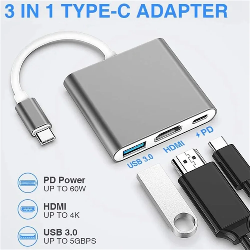 USB C HUB 3-in-1 Multiports Ad - Hdmi Adapter Tablet บทวิจารณ์และราคา