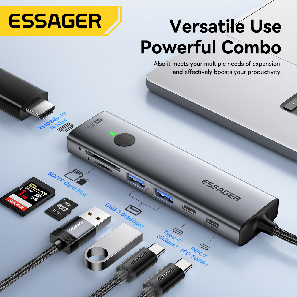 Essager USB C HUB 4K 7-in-1 Ty - Hdmi Adapter Tablet บทวิจารณ์และราคา